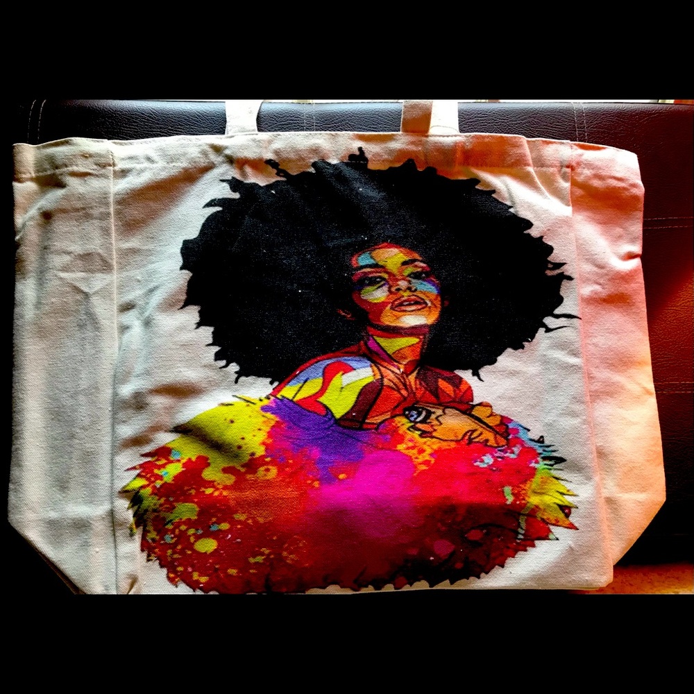 20x16 Black Woman Tote bag, Shopping bag